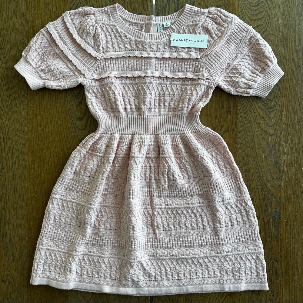 NWT Janie and Jack The Heights Sweater Dress Peachskin Sweater Dusty Light Pink - Picture 2 of 11